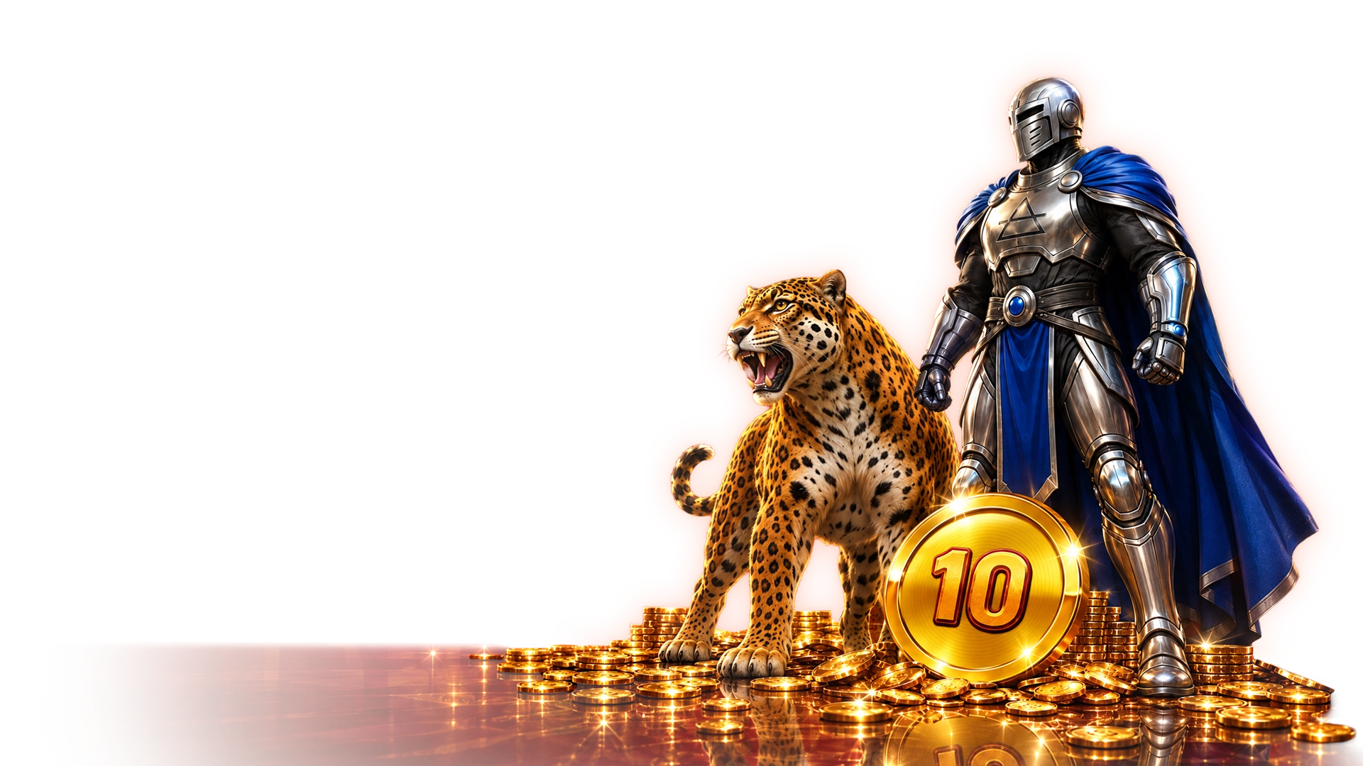 A knight, jaguar, and gold coin