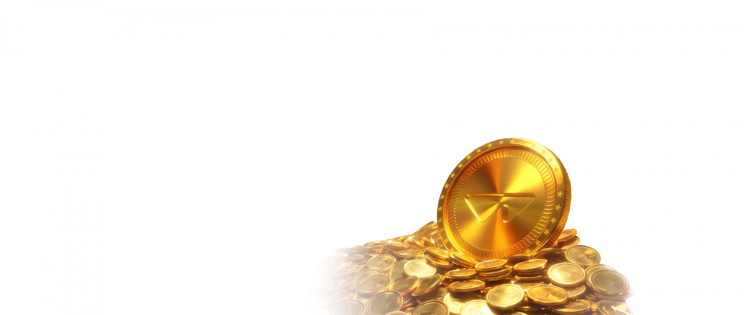 Gold coin surrounded by a pile of coins